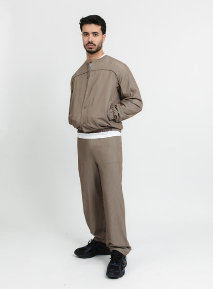 Braided Bomber Jacket in Beige Serge