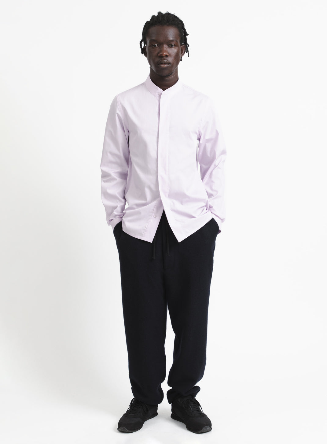 Origami Collar Shirt in Lilac Poplin