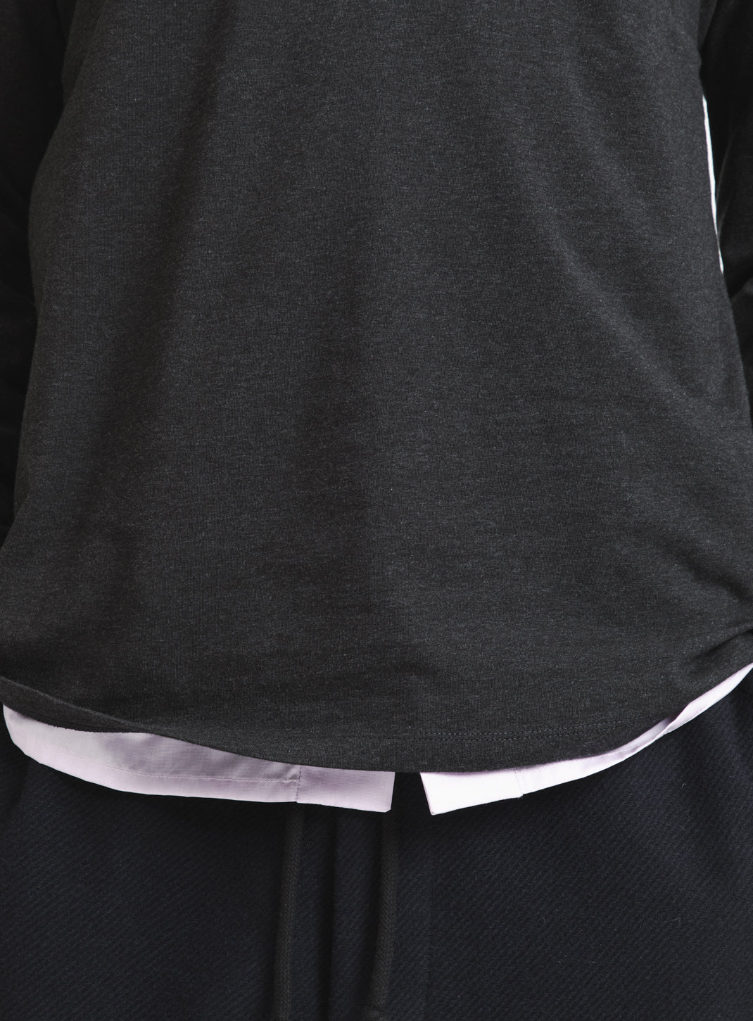 Hooded T-Shirt in Dark Grey Cotton & Elastane