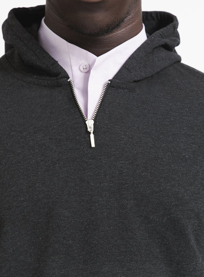 Hooded T-Shirt in Dark Grey Cotton & Elastane
