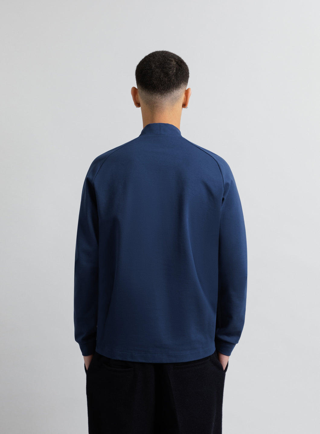 Sweatshirt with Hammer Sleeve in Cobalt Blue Technical Knit