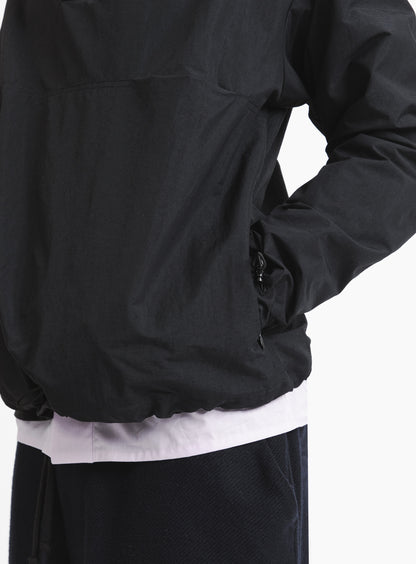 Windbreaker with Front Cuts in Black Microfiber