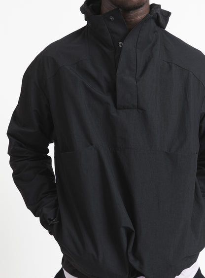 Windbreaker with Front Cuts in Black Microfiber