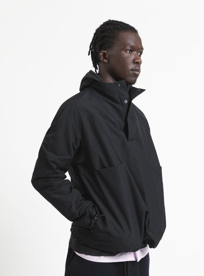 Windbreaker with Front Cuts in Black Microfiber