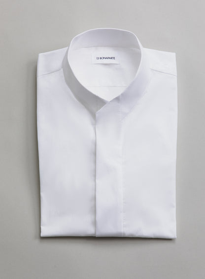 Chemise à Col Origami en Popeline Blanche