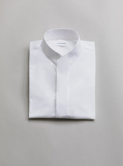 Chemise à Col Origami en Popeline Blanche