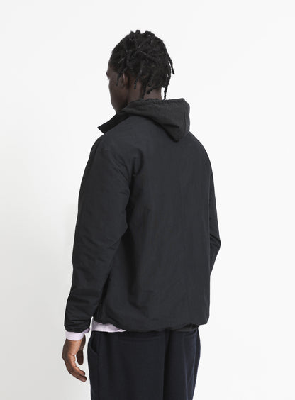 Windbreaker with Front Cuts in Black Microfiber