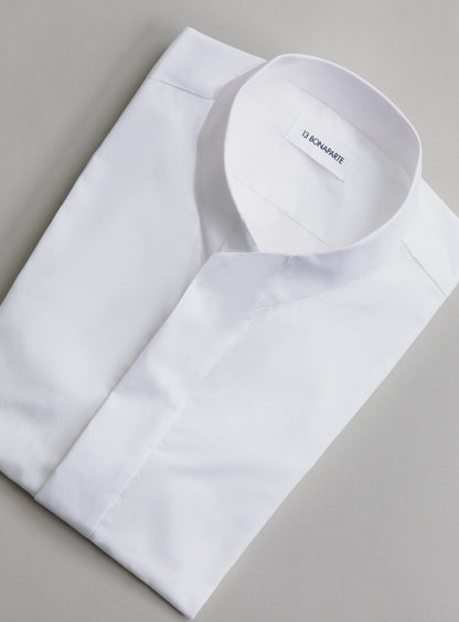 Chemise à Col Origami en Popeline Blanche