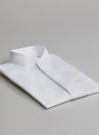 Chemise à Col Origami en Popeline Blanche