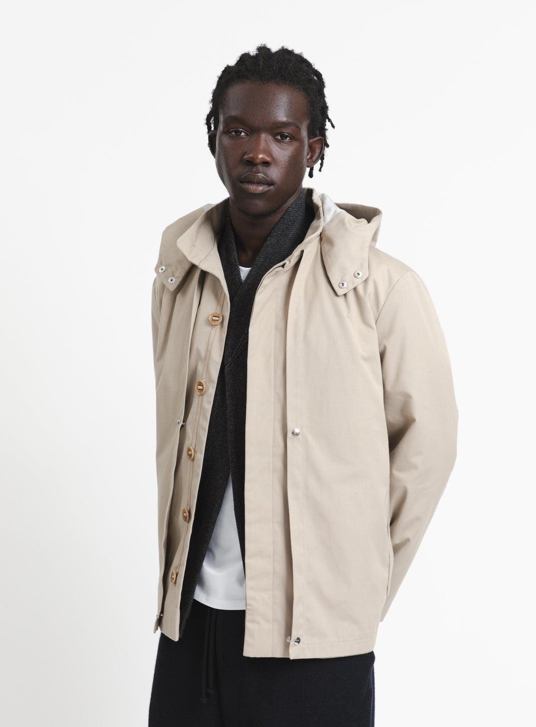 Multi Pocket Flapped Parka in Beige Teflon