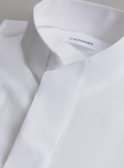 Chemise à Col Origami en Popeline Blanche