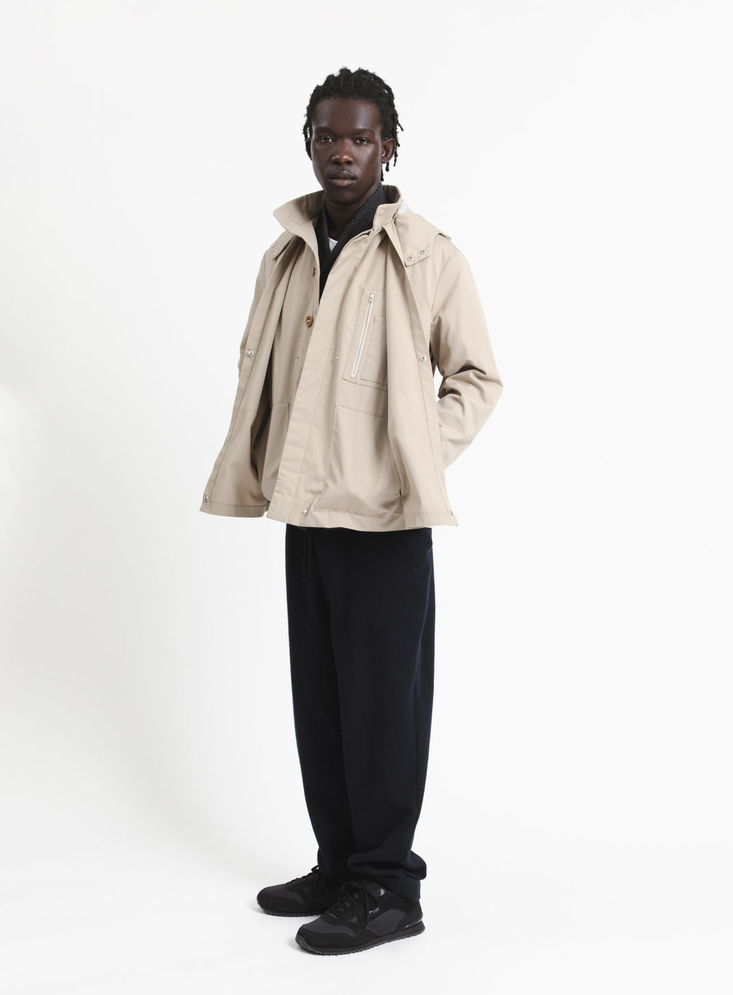 Multi Pocket Flapped Parka in Beige Teflon