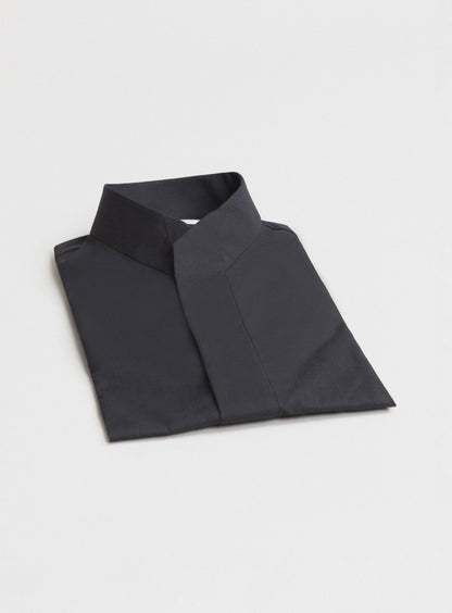 Origami Collar Shirt in Black Poplin