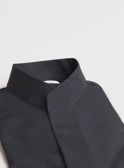 Origami Collar Shirt in Black Poplin