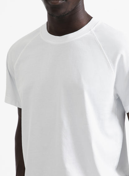 Short Raglan Sleeve T-Shirt in White Washed Cotton