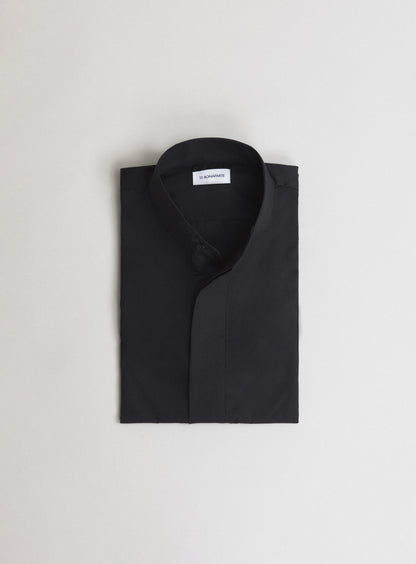 Origami Collar Shirt in Black Poplin