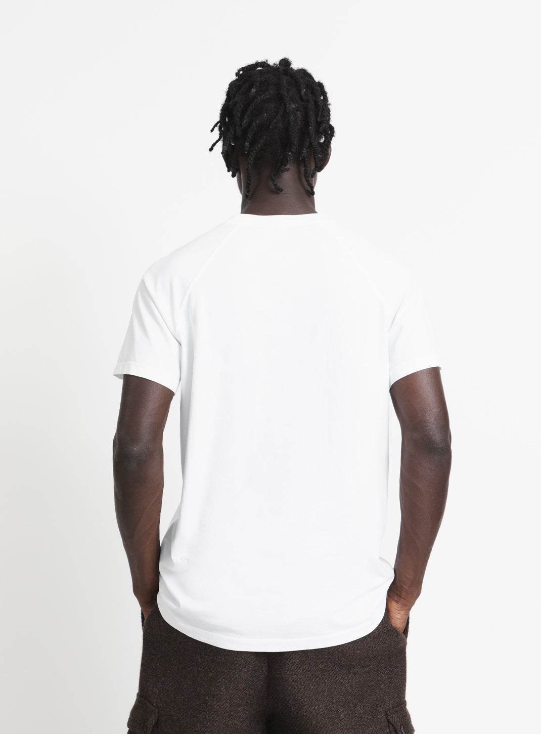 Short Raglan Sleeve T-Shirt in White Washed Cotton