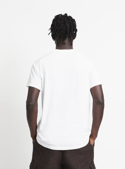 Short Raglan Sleeve T-Shirt in White Washed Cotton