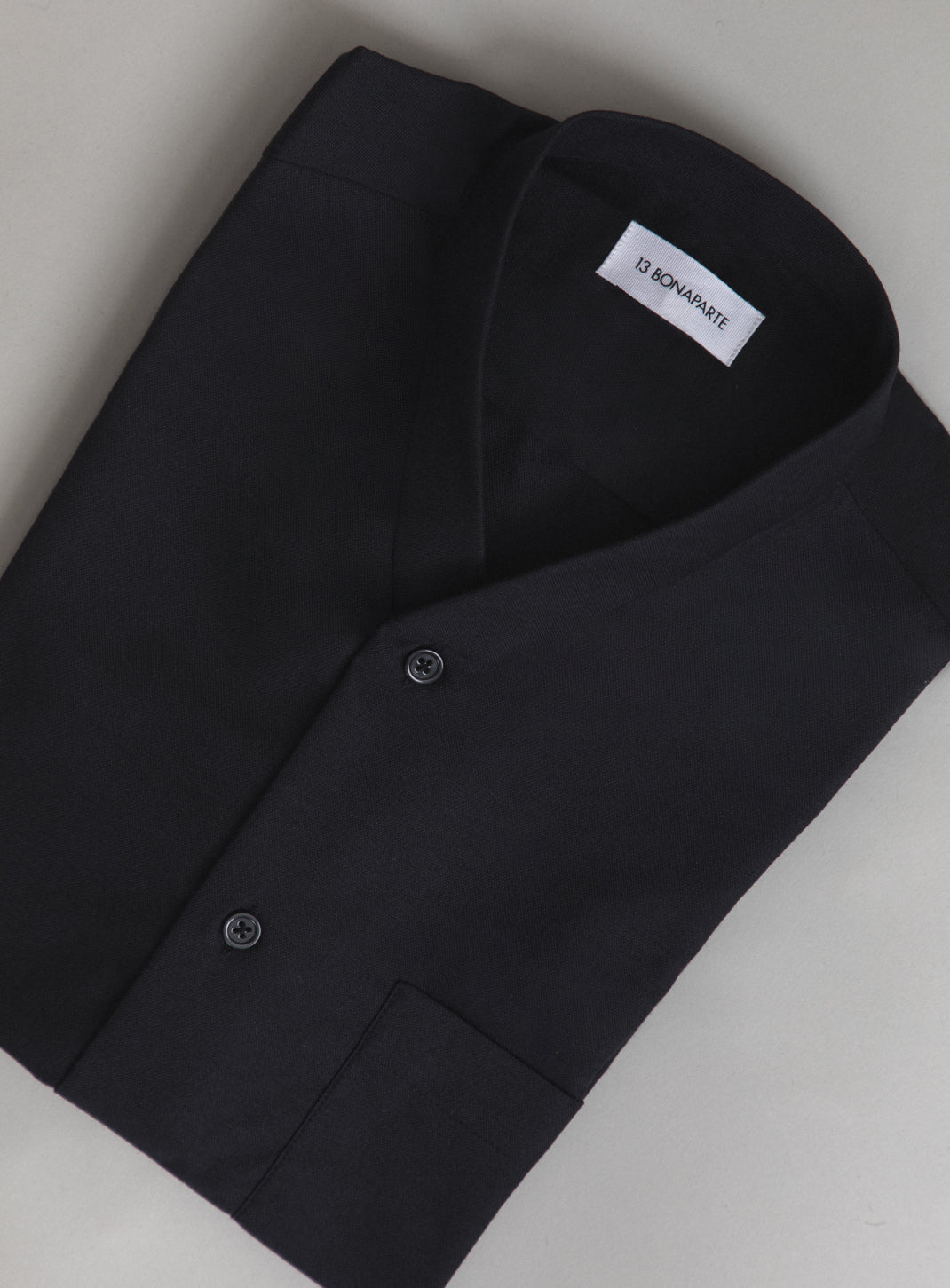 False Collar Shirt in Black Oxford