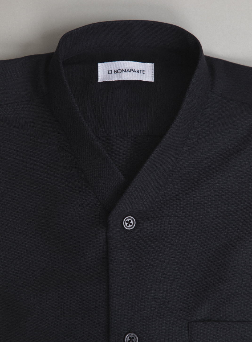 False Collar Shirt in Black Oxford
