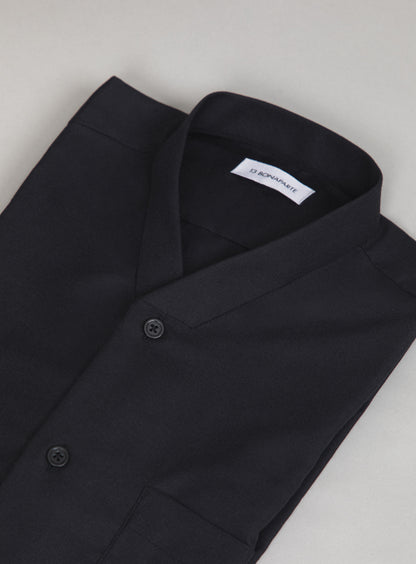 False Collar Shirt in Black Oxford
