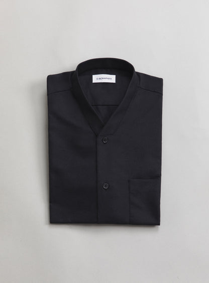 False Collar Shirt in Black Oxford