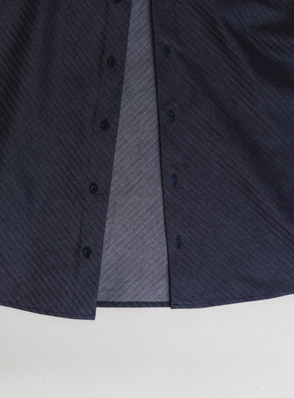 Chemisette with Classic Collar in Raw Blue Bias Cut Denim