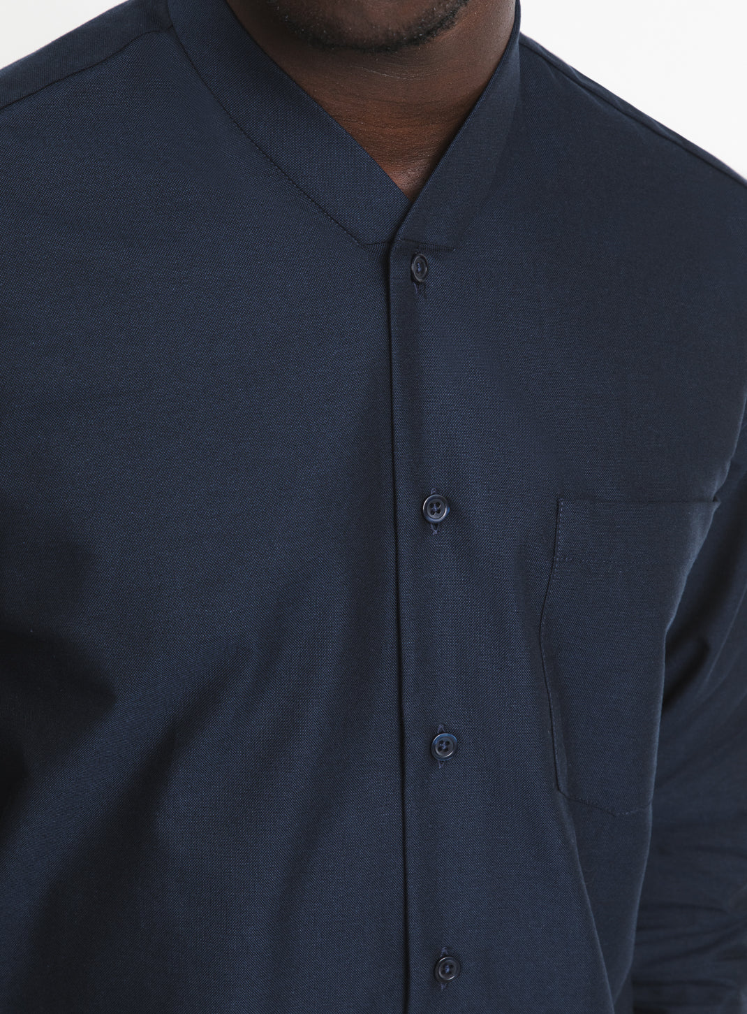 False Collar Shirt in Navy Blue Poplin