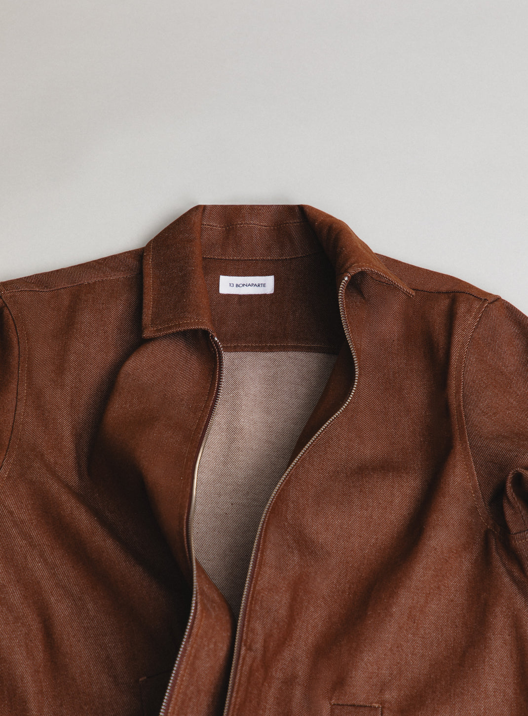 Overshirt with Vest Pockets in Tobacco Denim Canvas