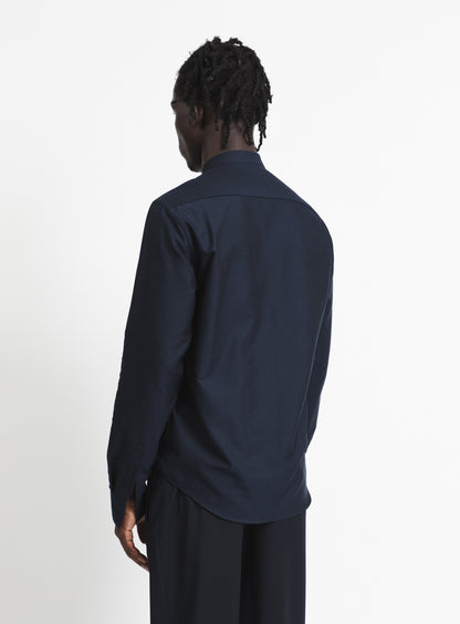 False Collar Shirt in Navy Blue Poplin