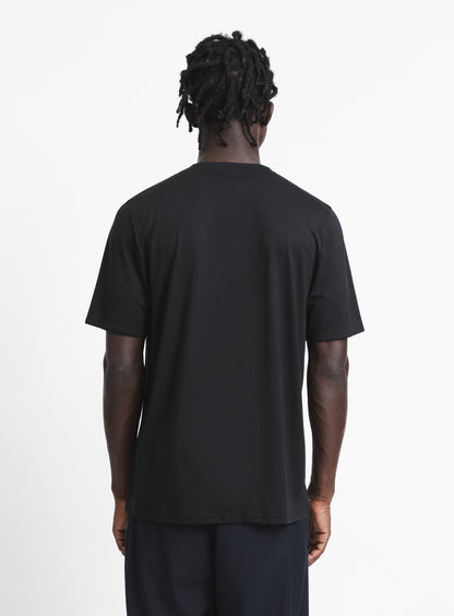 T-Shirt with 5 Buttons in Black Eucalyptus & Cotton