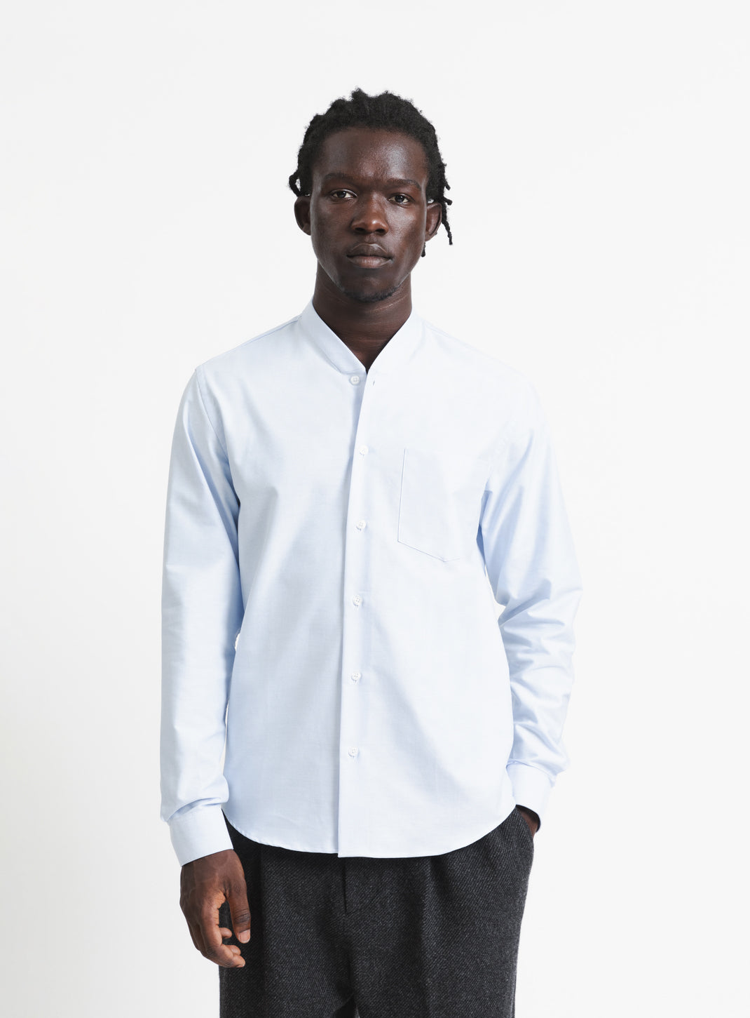 False Collar Shirt in Sky Blue Oxford