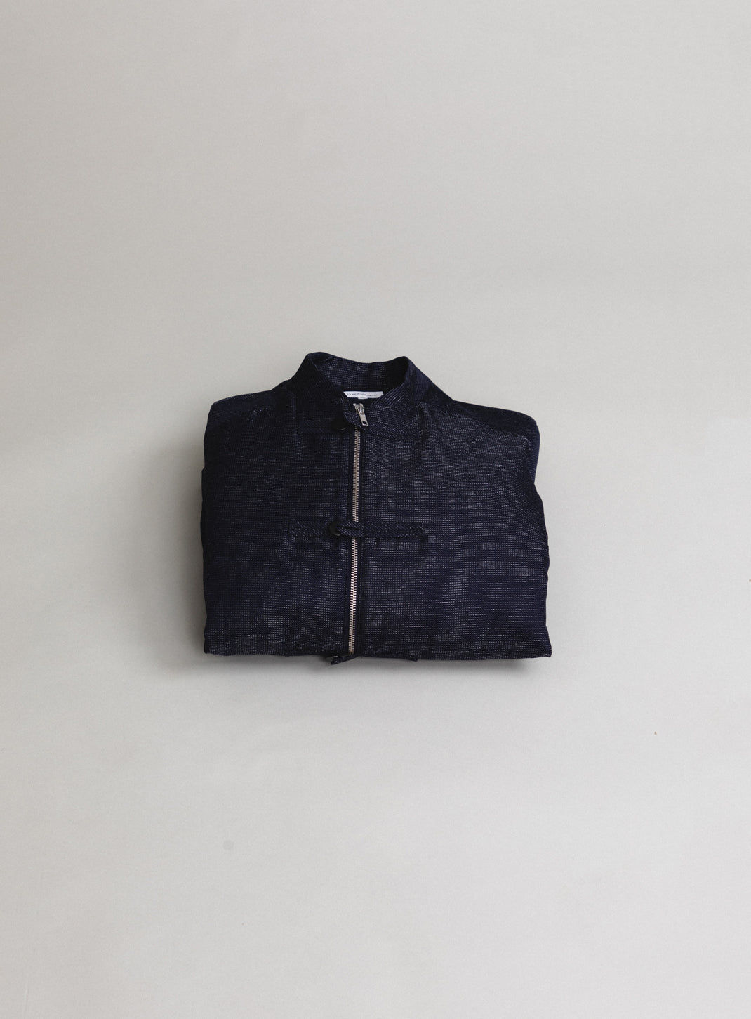 Tangzhuang Bomber Jacket in Navy Blue Technical End-on-End