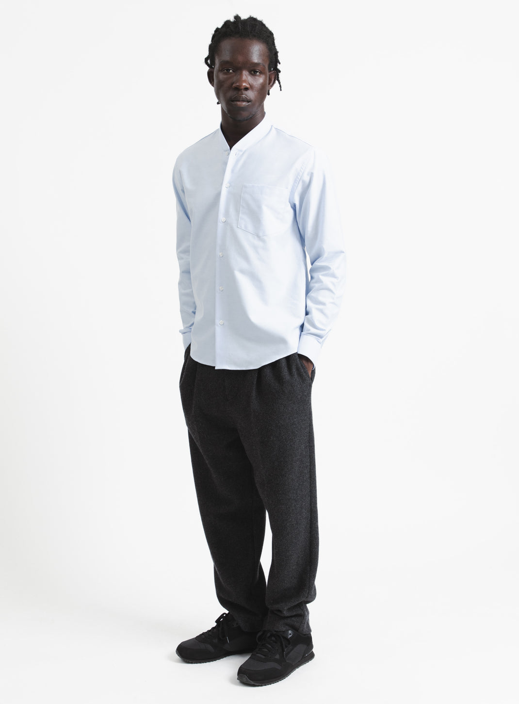 False Collar Shirt in Sky Blue Oxford