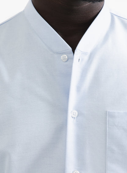 Chemise à Faux Col en Oxford Bleu Ciel