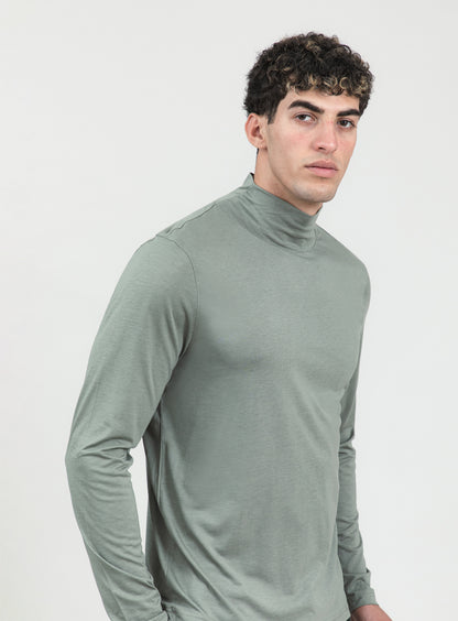 Sous-Pull à Col Cheminée en Eucalyptus & Coton Argile