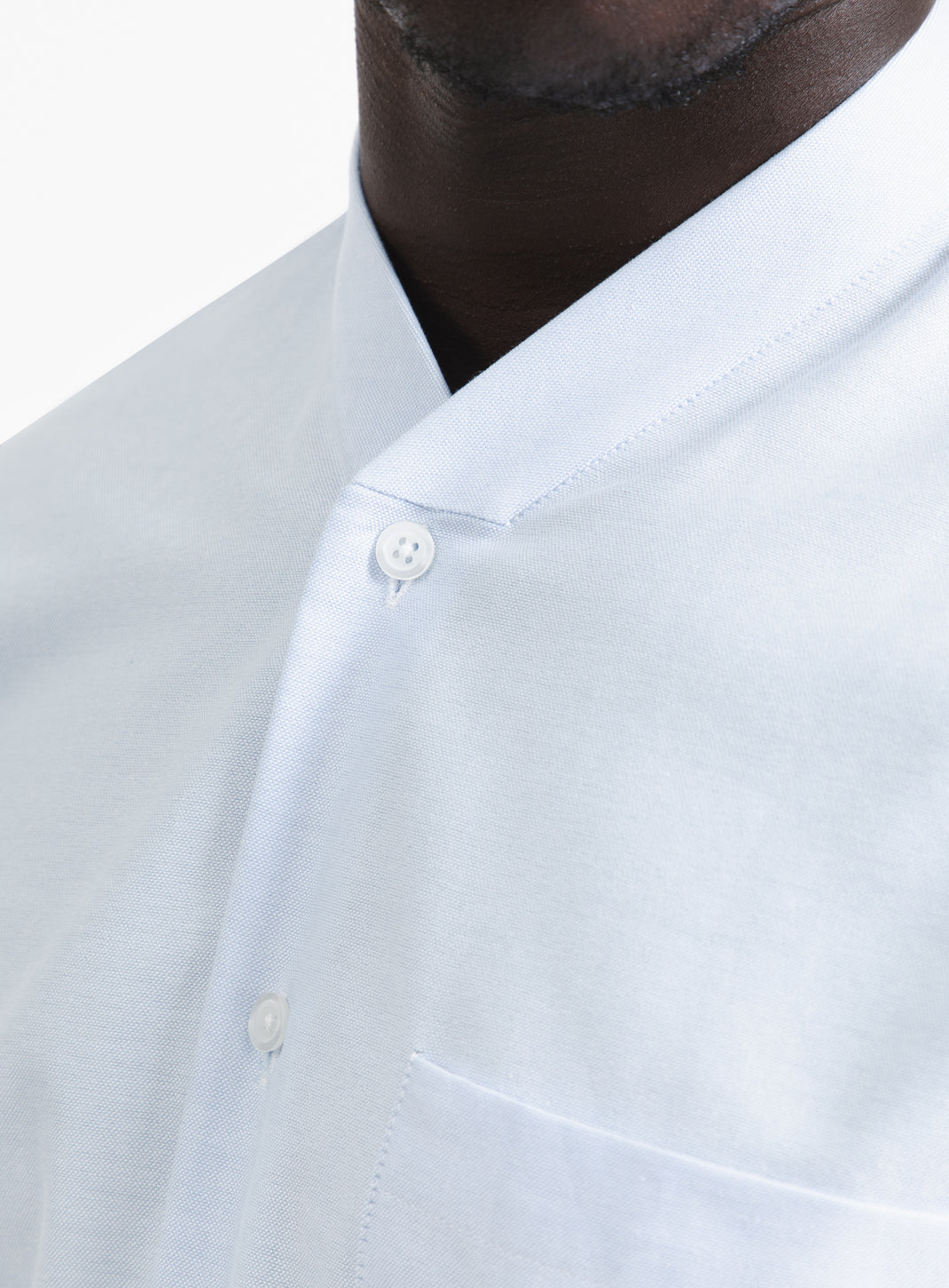 Chemise à Faux Col en Oxford Bleu Ciel