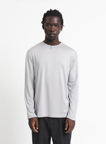 1 Button T-Shirt in Pearl Grey Eucalyptus & Cotton