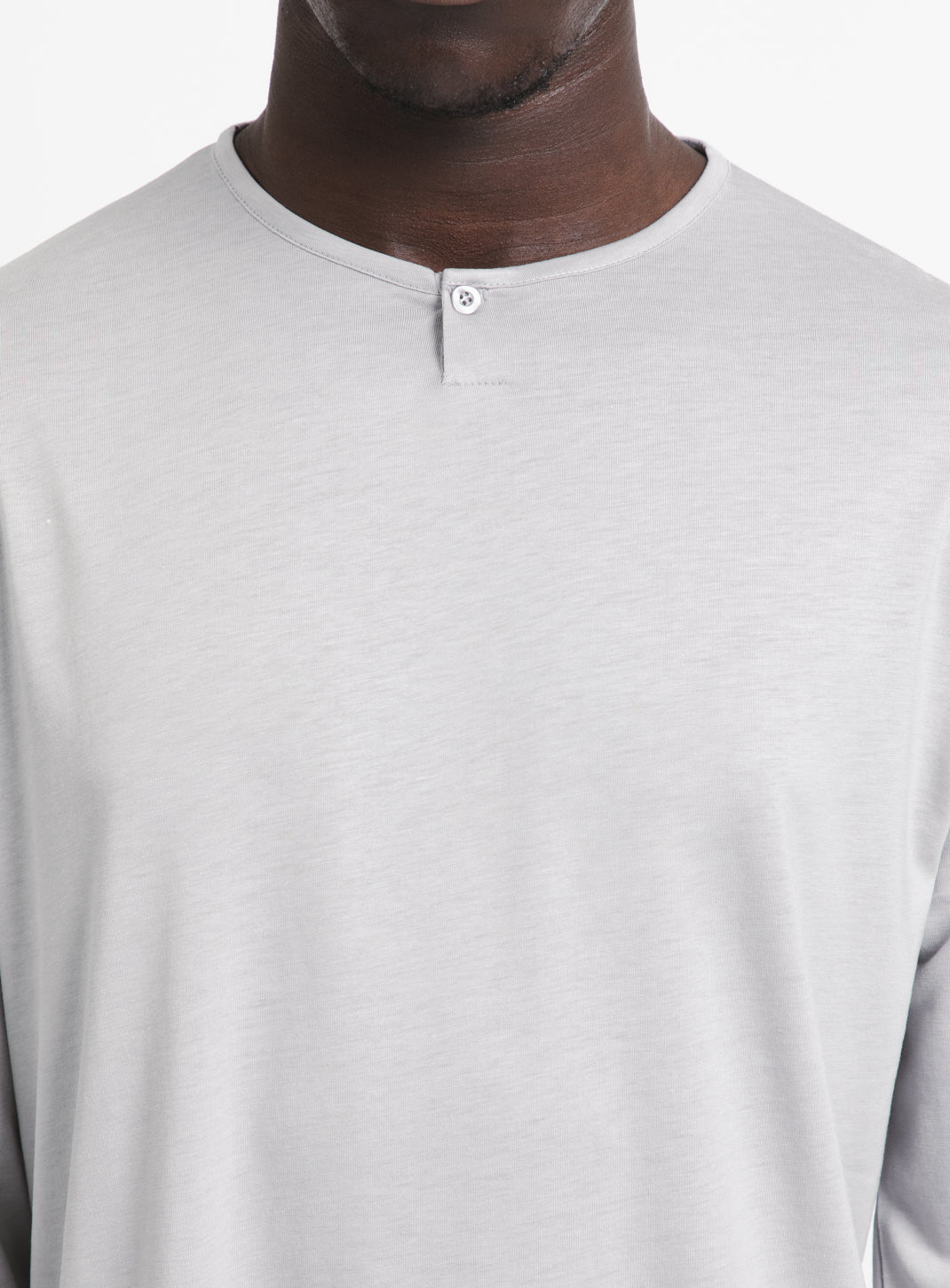1 Button T-Shirt in Pearl Grey Eucalyptus & Cotton