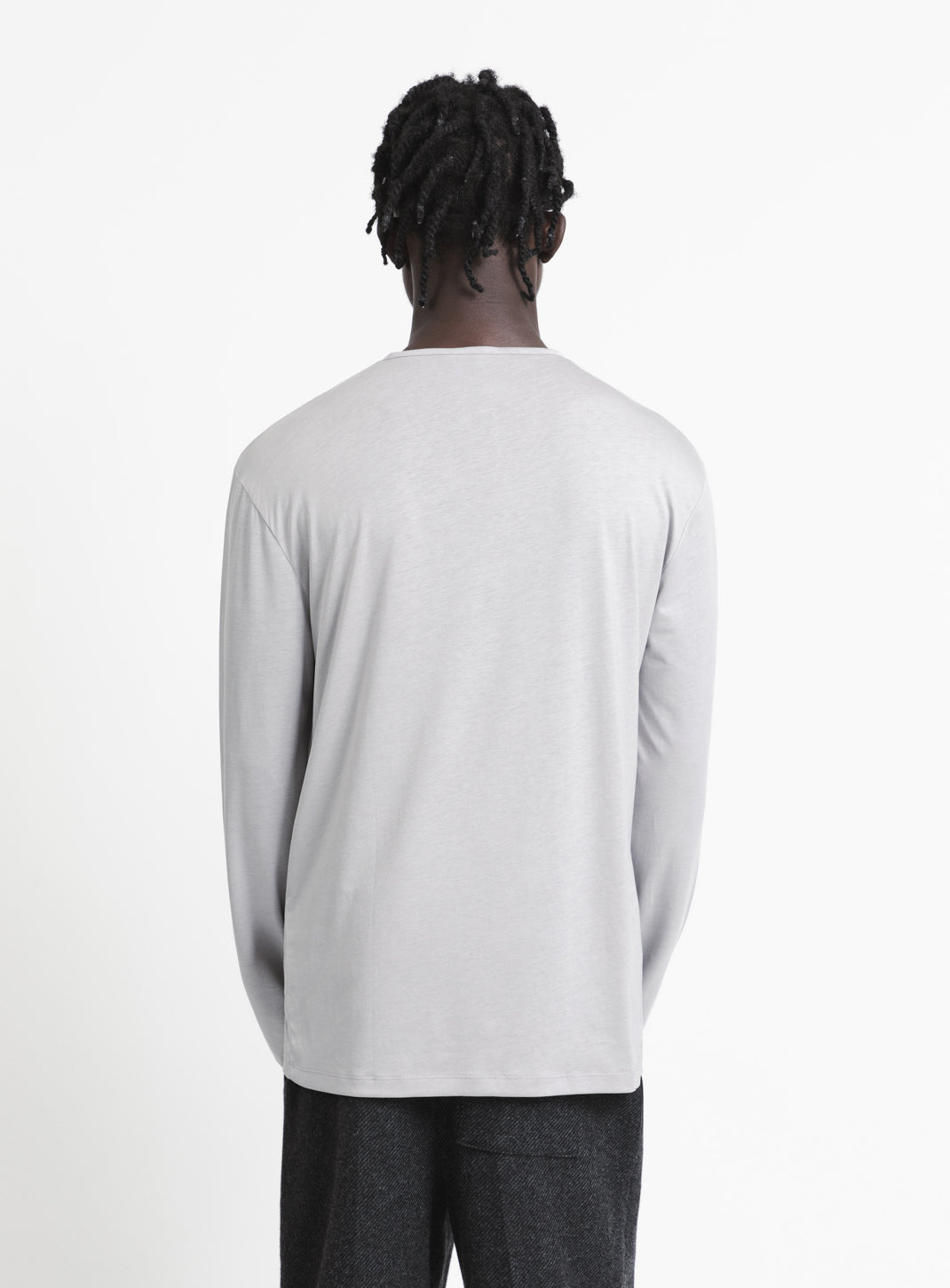 1 Button T-Shirt in Pearl Grey Eucalyptus & Cotton