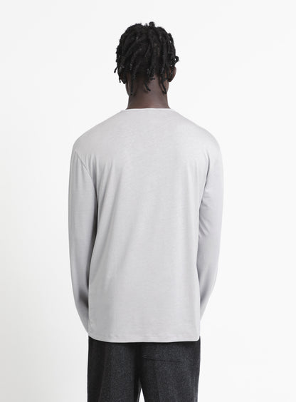1 Button T-Shirt in Pearl Grey Eucalyptus & Cotton