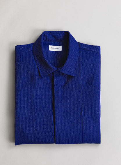Lines Overshirt in Electric Blue Technical End-on-End