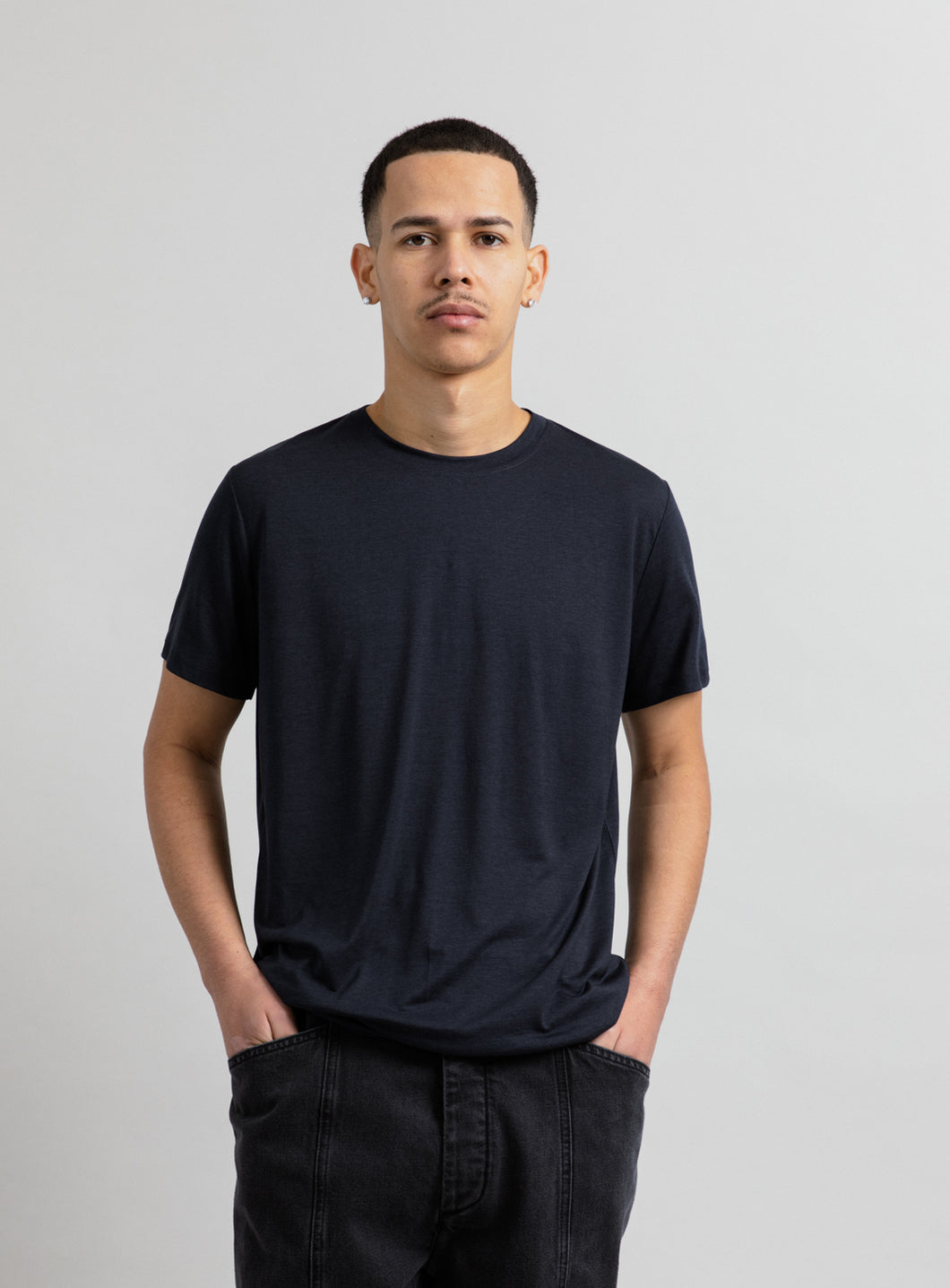 Short Sleeve T-Shirt in Navy Blue Eucalyptus & Cotton