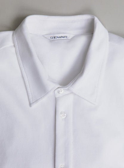 Polo Chemisette in White Cotton Piqué