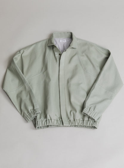 Bomber Jacket with Italian Collar in Mint Denim Canvas