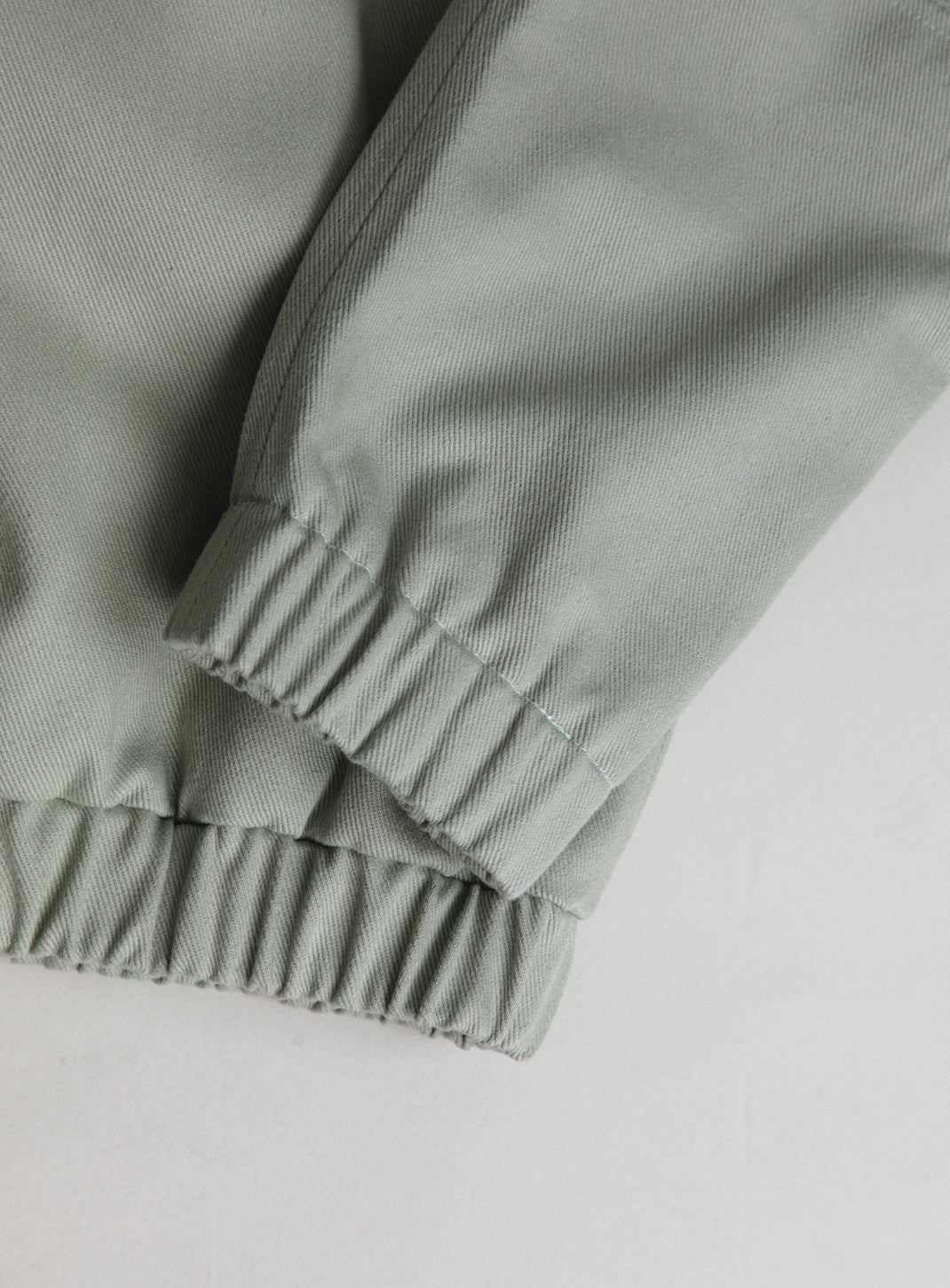 Bomber Jacket with Italian Collar in Mint Denim Canvas