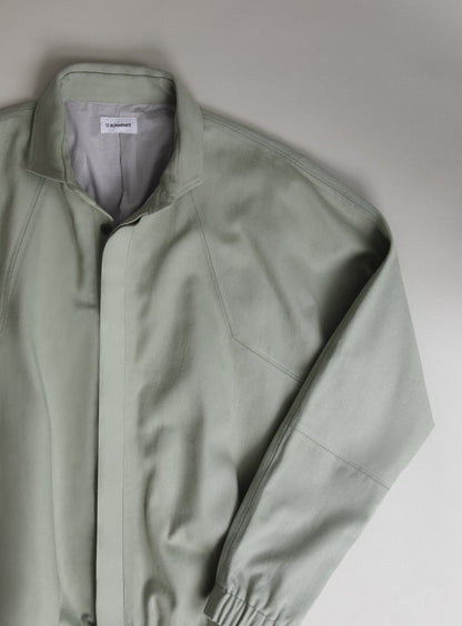 Bomber Jacket with Italian Collar in Mint Denim Canvas