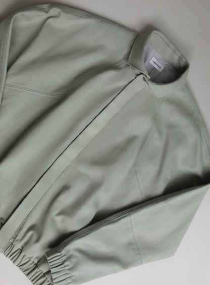 Bomber Jacket with Italian Collar in Mint Denim Canvas
