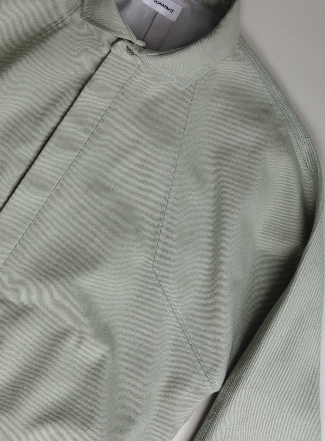 Bomber Jacket with Italian Collar in Mint Denim Canvas