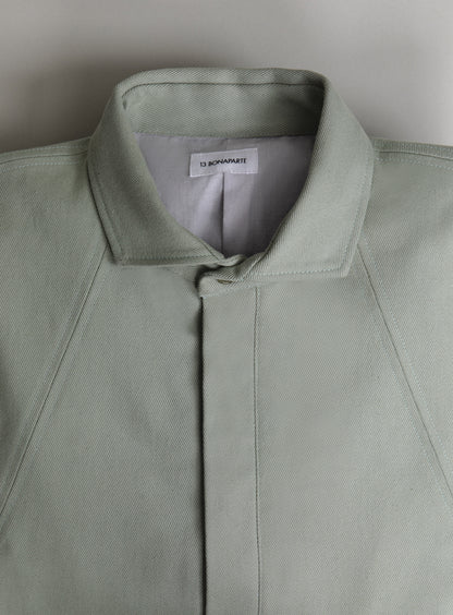 Bomber Jacket with Italian Collar in Mint Denim Canvas